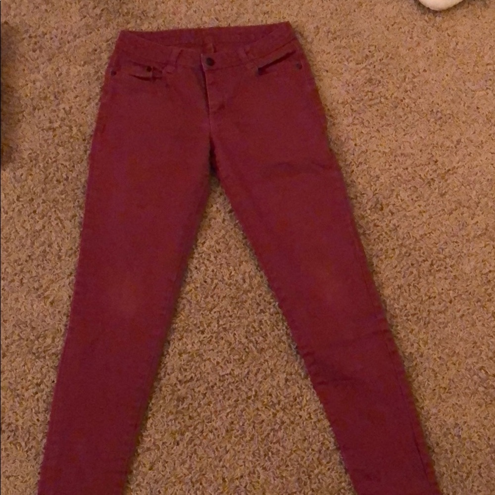 Maroon skinny jeans